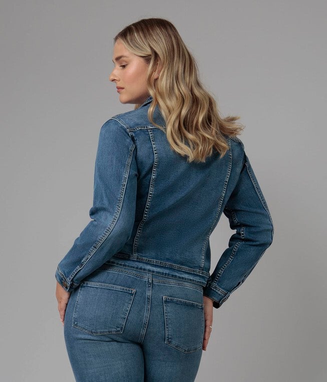 Women's Medium Wash Classic Denim Jacket, Rugged Classic Blue / Medium Wash, alternate image number 1