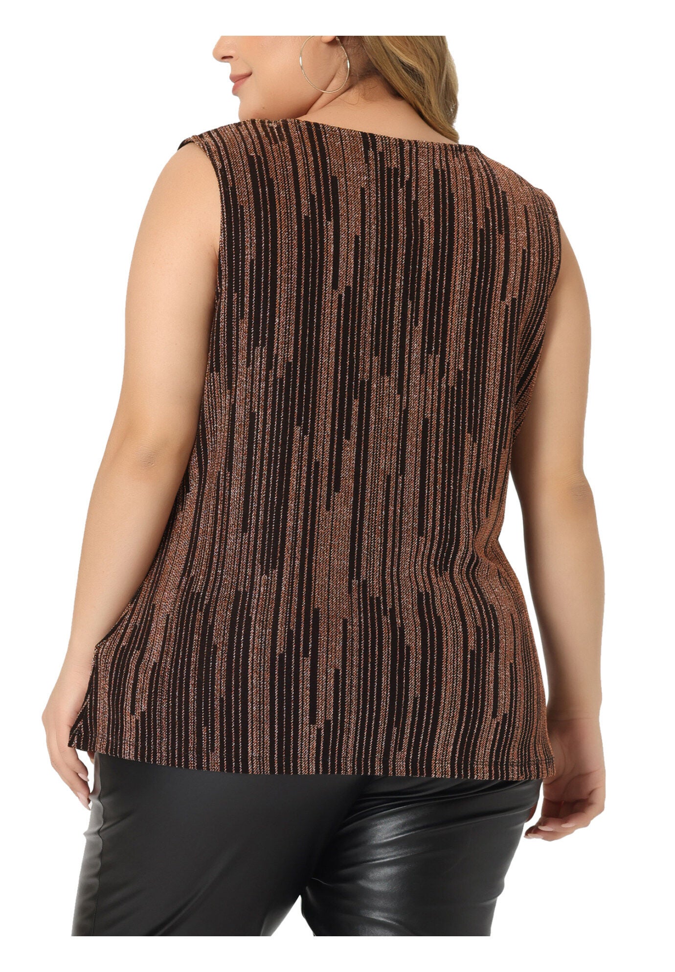 SEQUIN TOP SLEEVELESS GLITTER GRADIENT TANK VEST, Orange / Orange, alternate image number 3