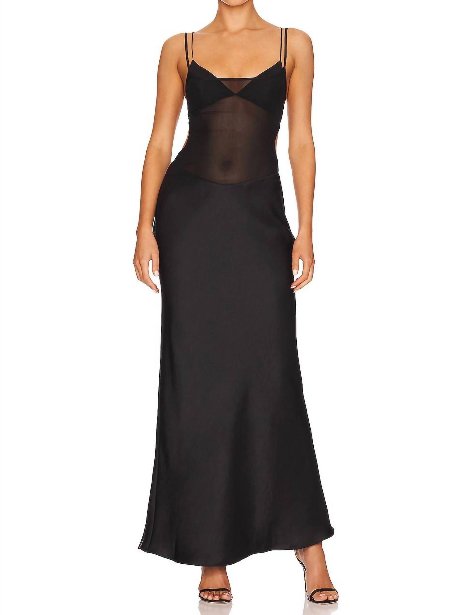 LINDSAY CUTOUT GOWN IN BLACK, Black / Black, hi-res image number 0
