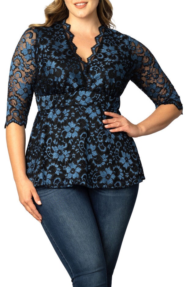 LUXE LACE TOP, TWILIGHT NOIR / Dusty Blue, hi-res image number 0
