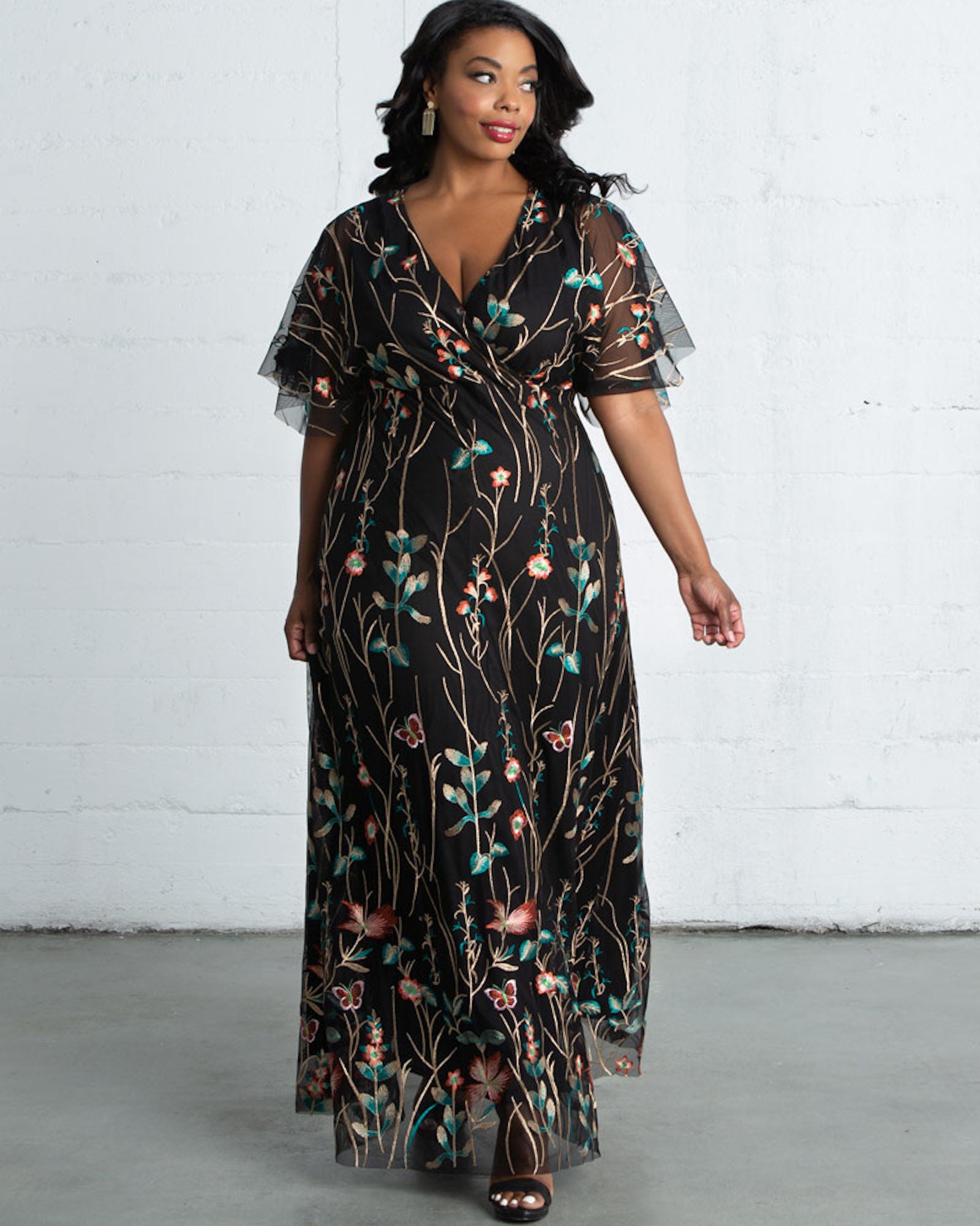 Embroidered Elegance Evening Gown, ONYX / Black, alternate image number 2