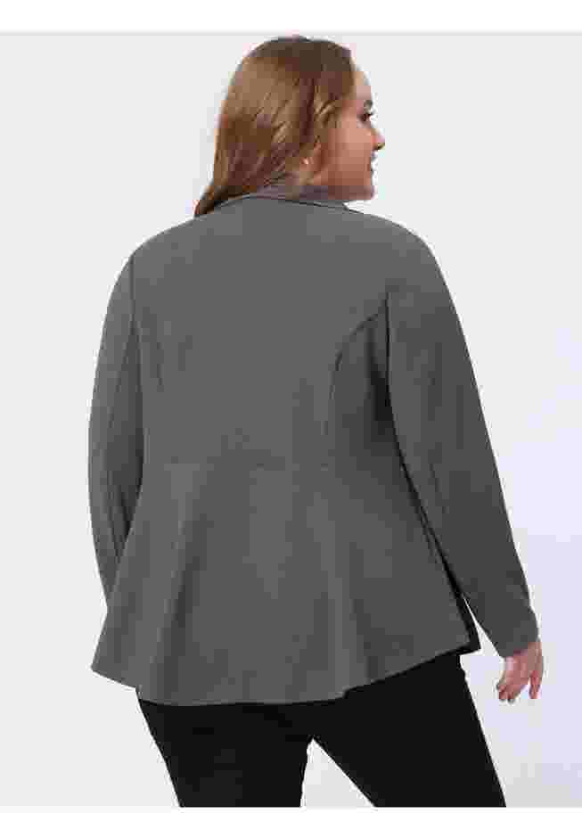 RUFFLE V NECK BUTTON NOTCH PANEL PEPLUM BLAZER