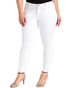 Virginia Plus Size Released Hem White Skinny Jeans