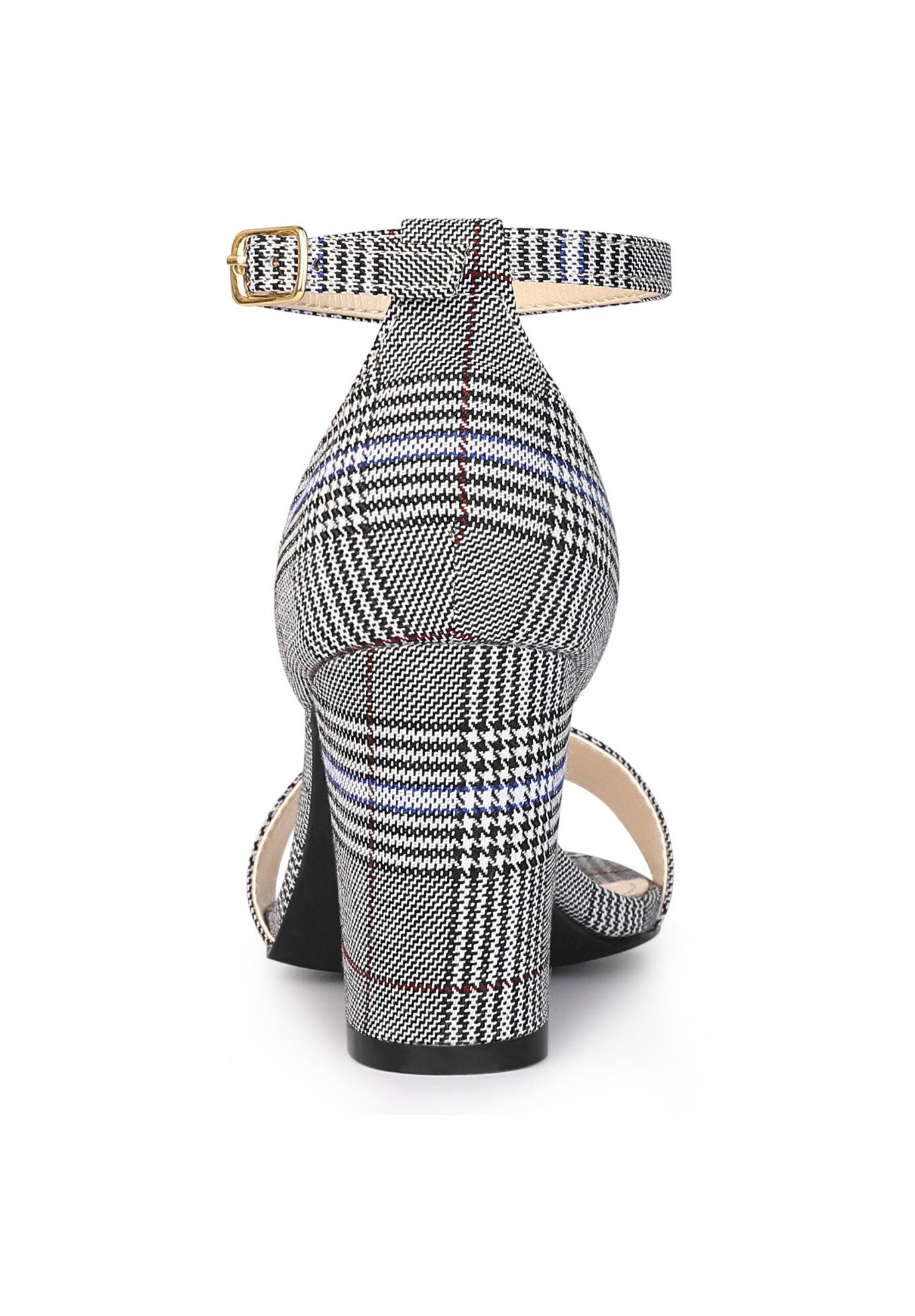 Open Toe Ankle Strap Chunky High Heel Sandals, Black White / Black, alternate image number 1