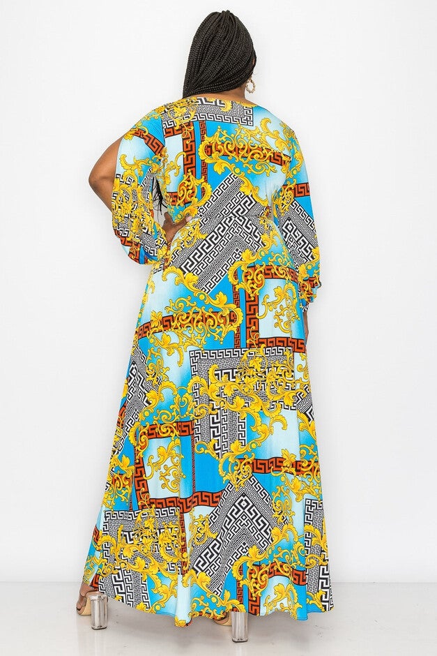 Vita Surplice Wrap Maxi Dress, Blue Royalty / Yellow, alternate image number 3