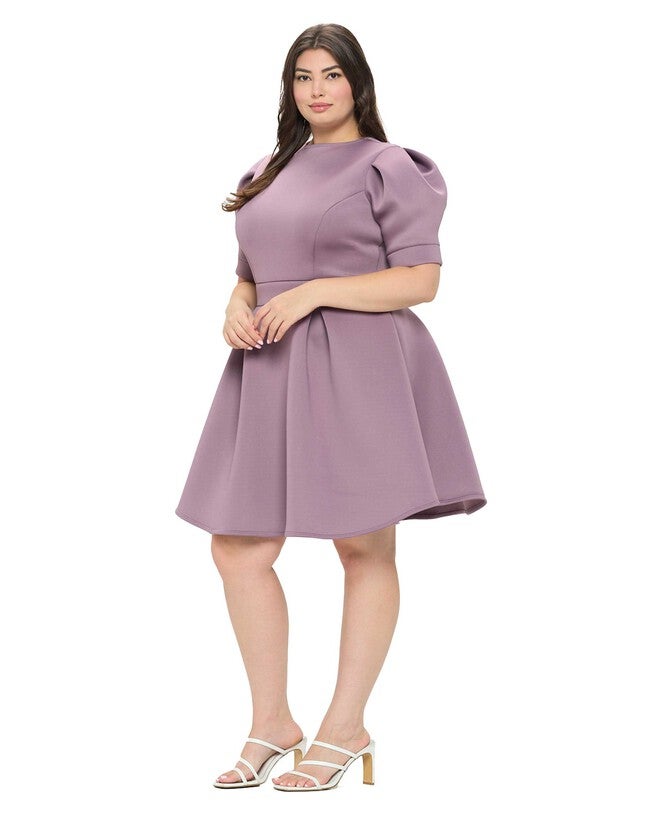 LINDSEY FLARE DRESS, Dusty Plum / Mauve, alternate image number 3