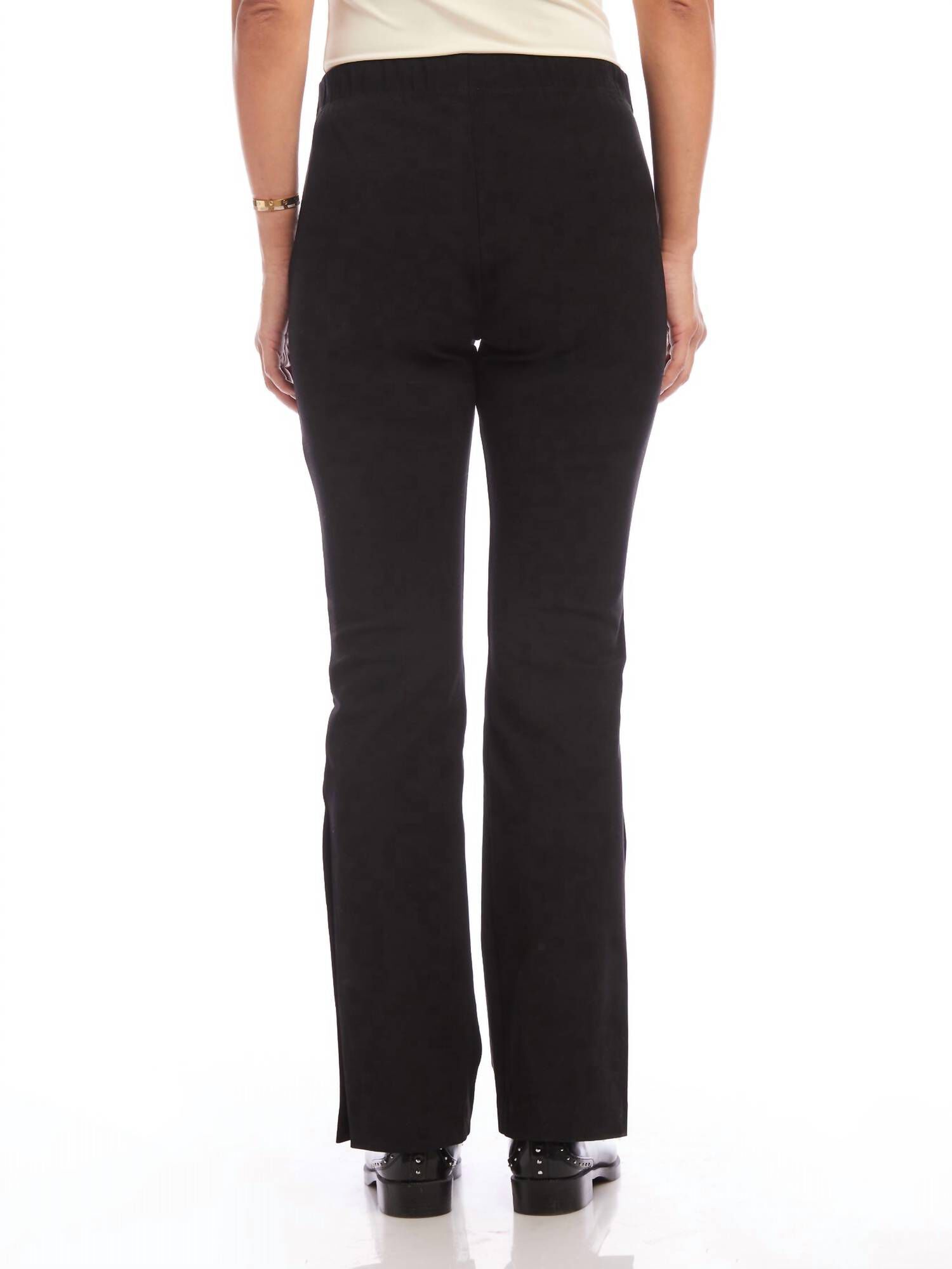 BUTTON HEM PANTS IN BLACK, Black / Black, alternate image number 1