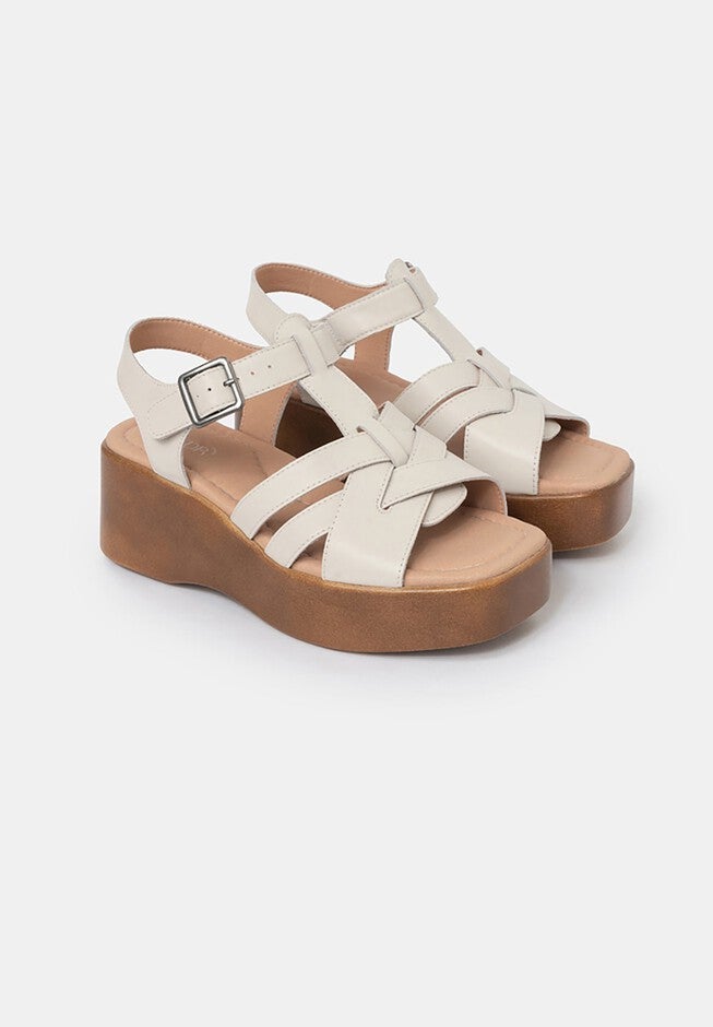 Willow T-Strap Wedge Sandals, Dove / Ivory, alternate image number 3