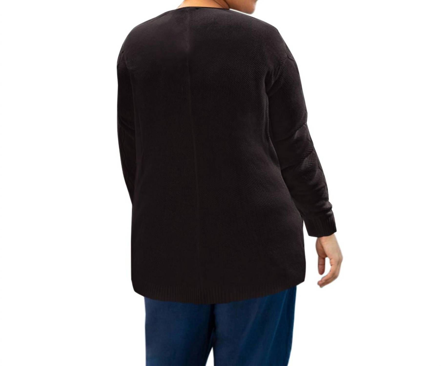 CABLE DUSTER CARDIGAN, Black / Black, alternate image number 1