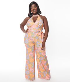 Smak Parlour Avocado Green & Multicolor Daisy Glamour Goddess Jumpsuit