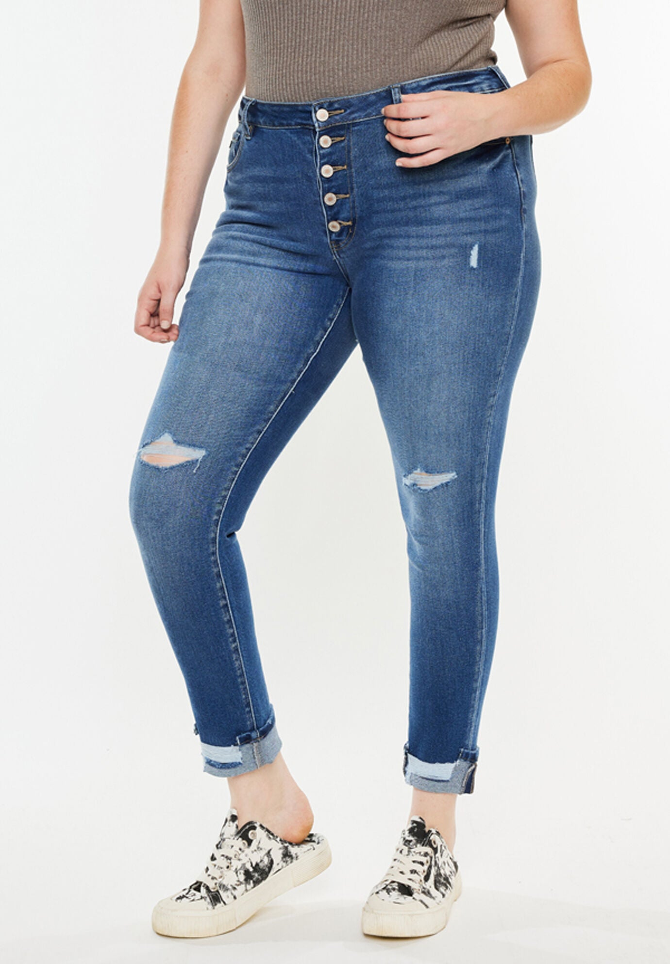Dorah High Rise Ankle Skinny (Plus Size), Medium Wash / Medium Wash, alternate image number 5