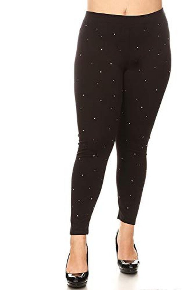 PREMIUM LEGGINGS W/ PEARLS, Black / Black, hi-res image number 0