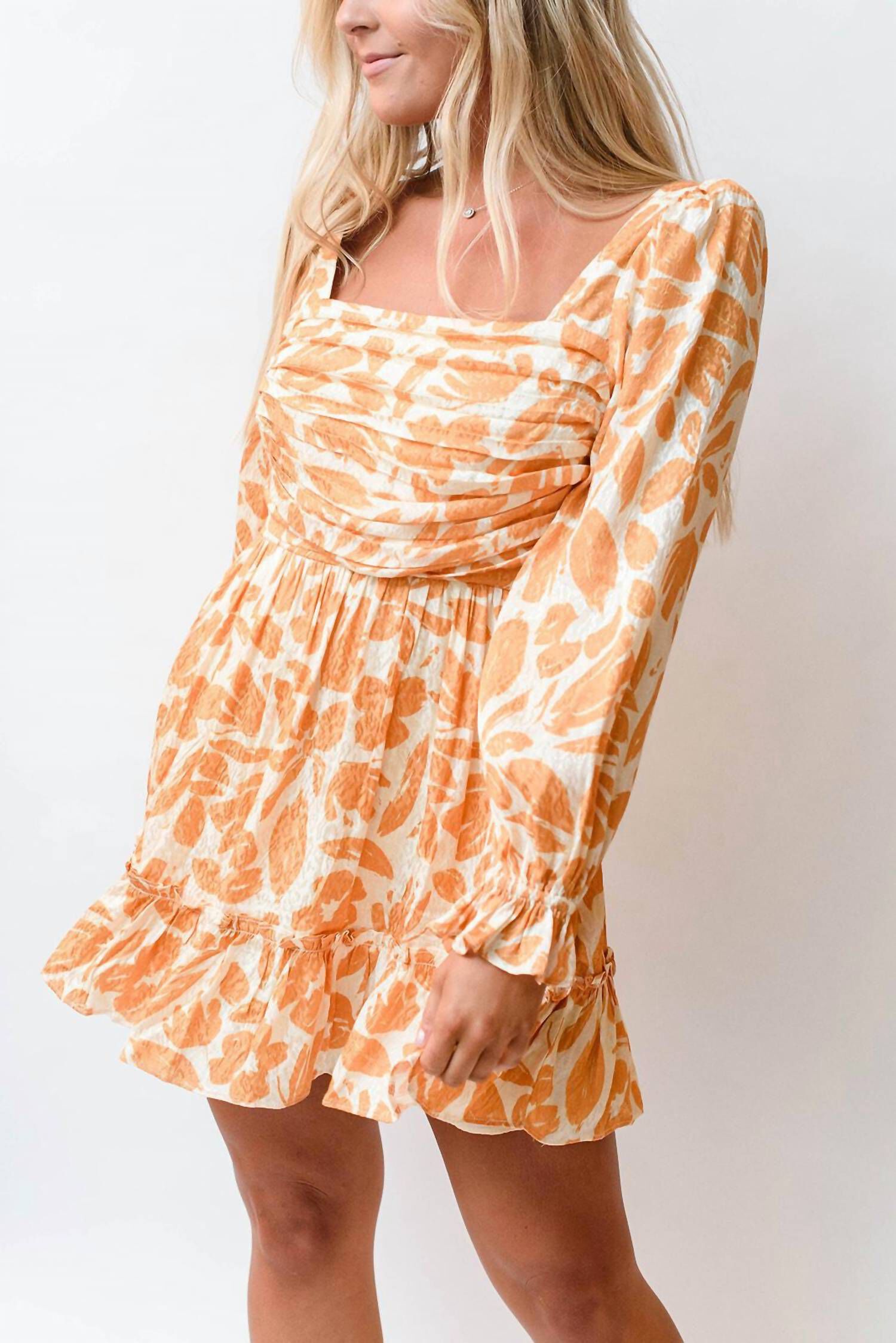 FRITZ DRESS IN MUSTARD/IVORY, MustardIvory / Orange, hi-res image number 0