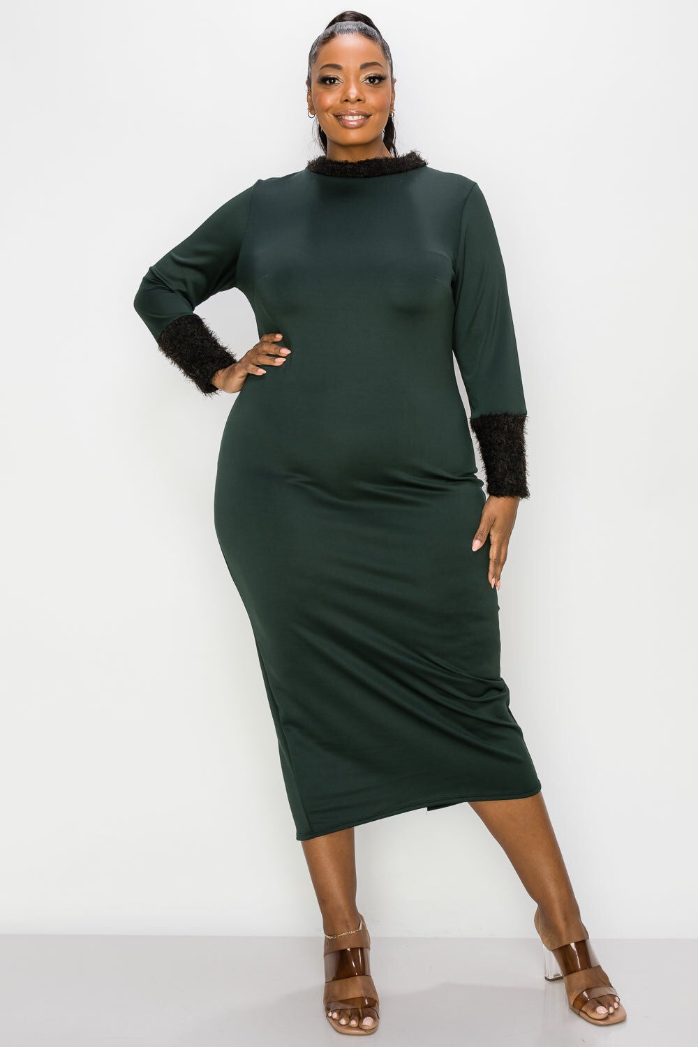 KAIA FEATHER DRESS, BlackBurgundy / Black, alternate image number 1