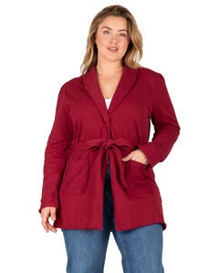 Reverse Trim Shawl Collared Self Tie Cardigan