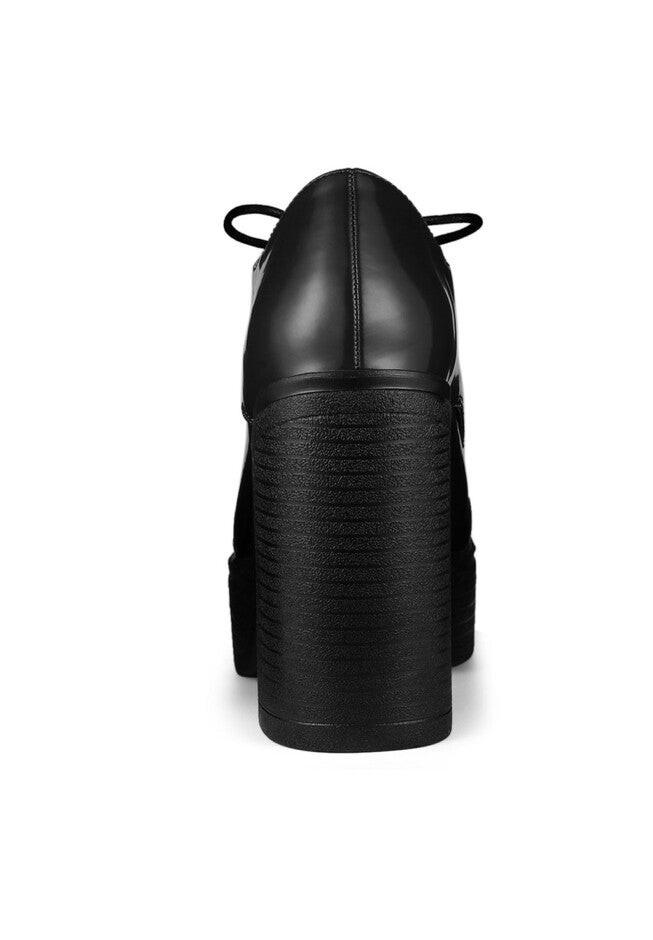 PLATFORM LACE UP CHUNKY HEEL BOOTIES, Black / Black, alternate image number 3