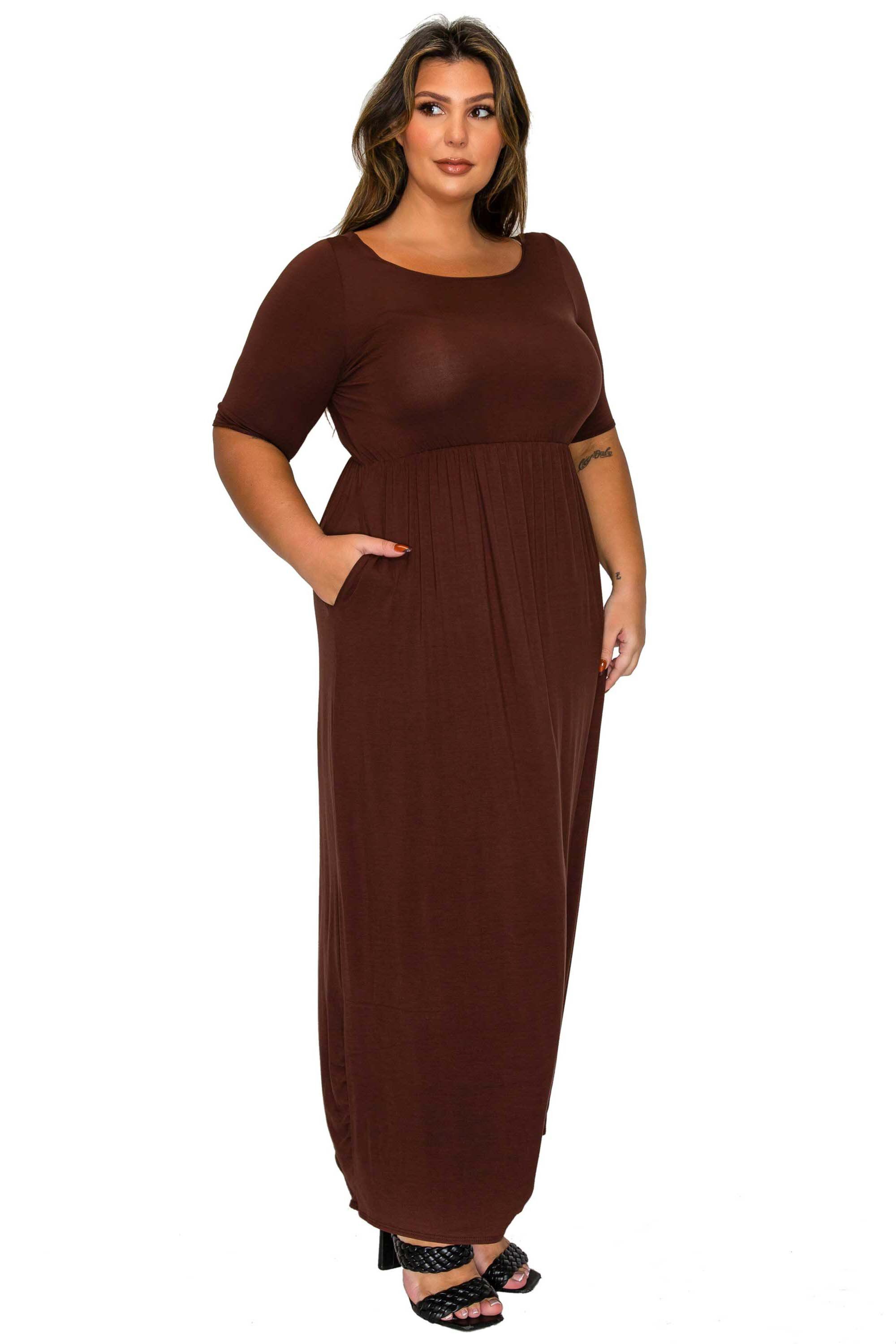 Eva Pocket Maxi Dress, Brown / Brown, alternate image number 1