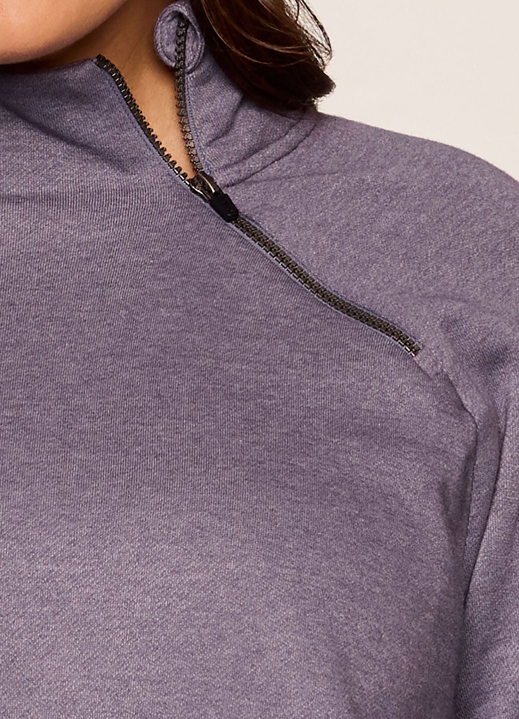 Prime Ready To Roll Fleece Zip Mock Neck Pullover, Grape / Lilac, alternate image number 4