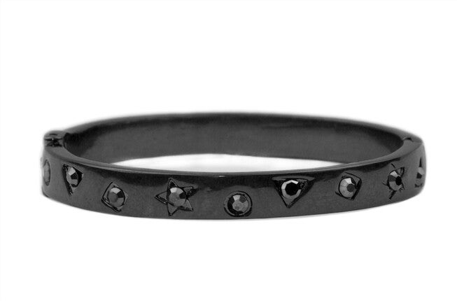 MULTI SHAPE METAL HINGE BANGLE IN HEMATITE, Hematite / Black, hi-res image number null