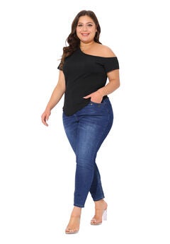 One Shoulder Short Sleeve Asymmetrical Hem Tee Top