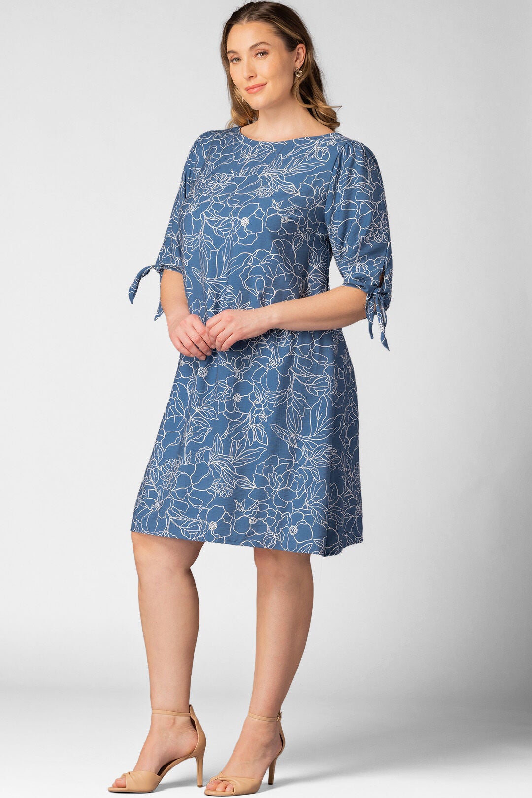 Manhattan Shift Dress, Blue Floral Print / Light Blue, alternate image number 3