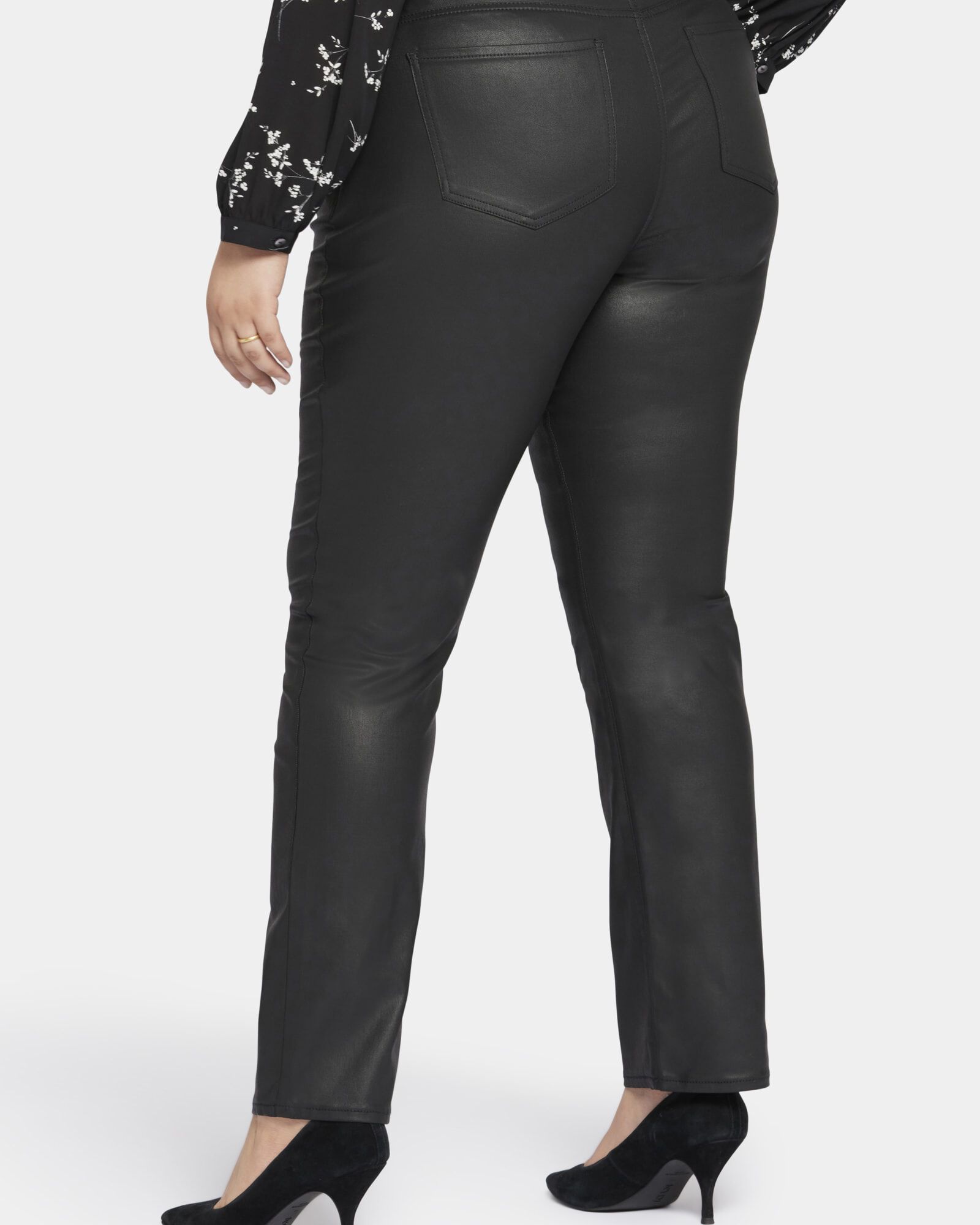 Coated Marilyn Straight Jeans, Black Coated / Black, alternate image number 1