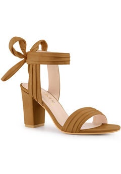 Open Toe Ankle Tie Back Chunky Heel Sandals