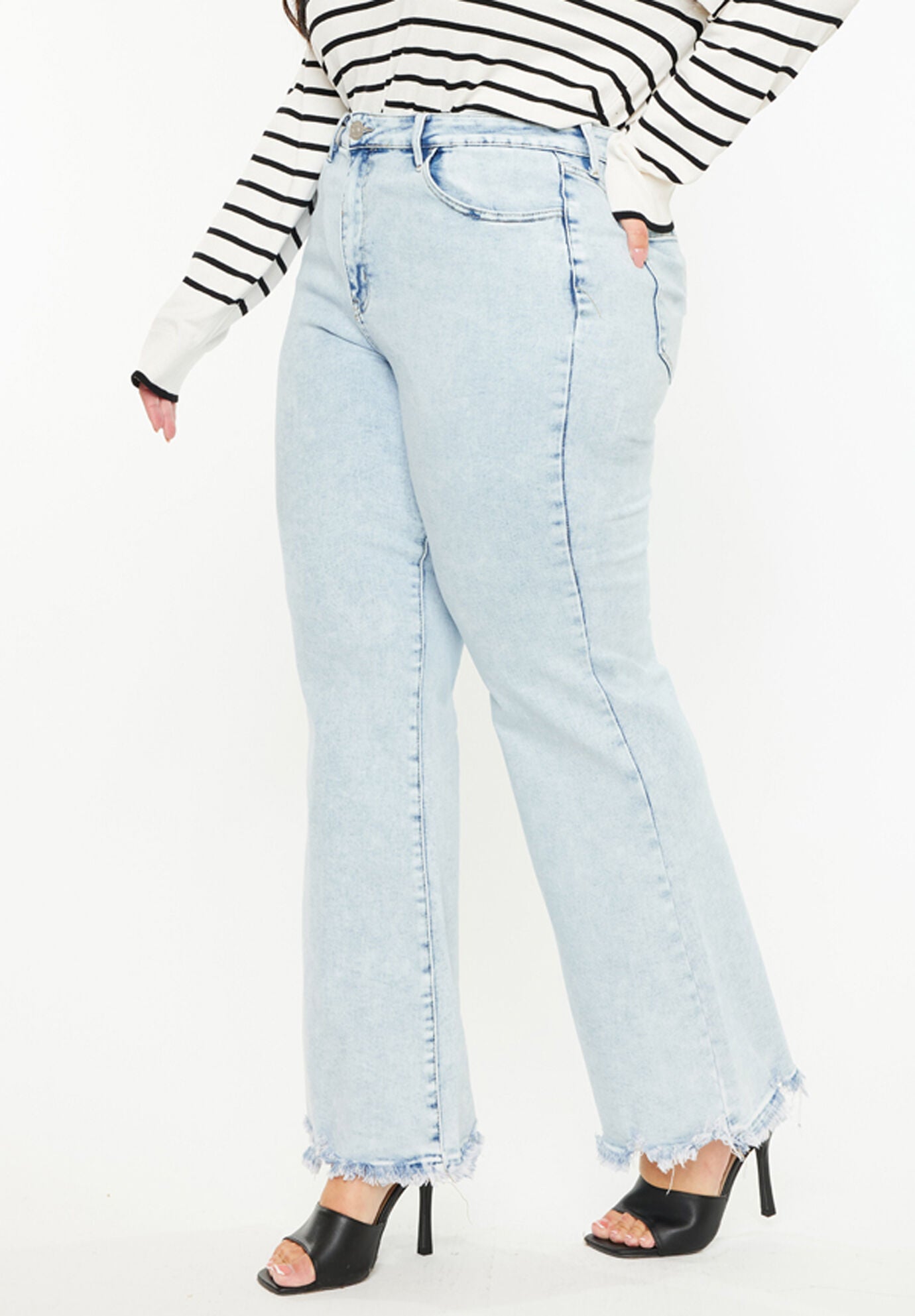 Kay Essentials High Rise Wide Leg Flare (Plus Size), Acid Wash / Light Blue, alternate image number 2