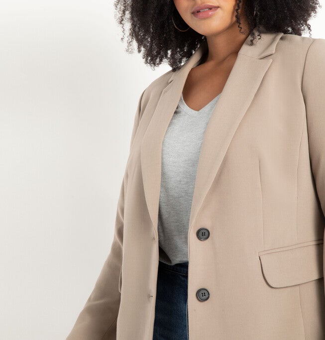 The 365 Suit Long Tailored Blazer, Desert Taupe / Gold, hi-res image number 0