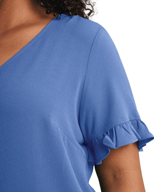 Sara Button Front Top, BLUE JAY / Cornflower Blue, alternate image number null