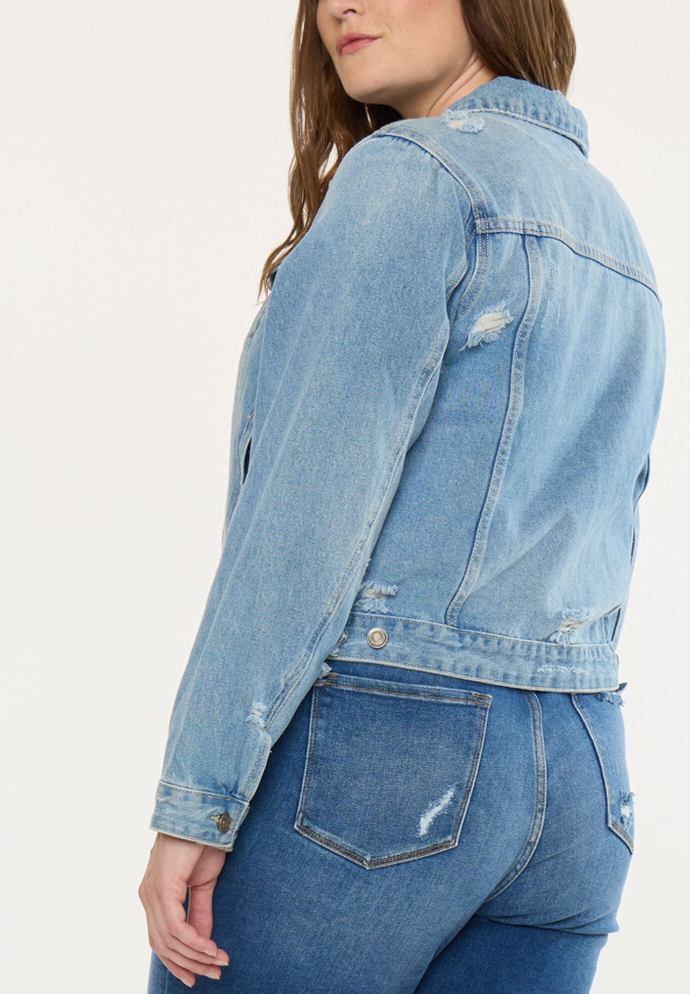 Aria Classic Trucker Denim Jacket (Plus Size), Medium Wash / Medium Wash, alternate image number 4