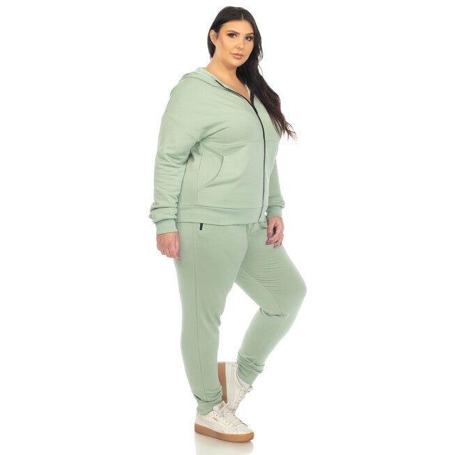 Two Piece Fleece Tracksuit Set, Sage / Sage Green, alternate image number null