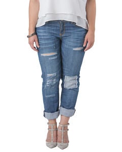 X-Boyfriend Destroyed Patched Low Rise Jeans