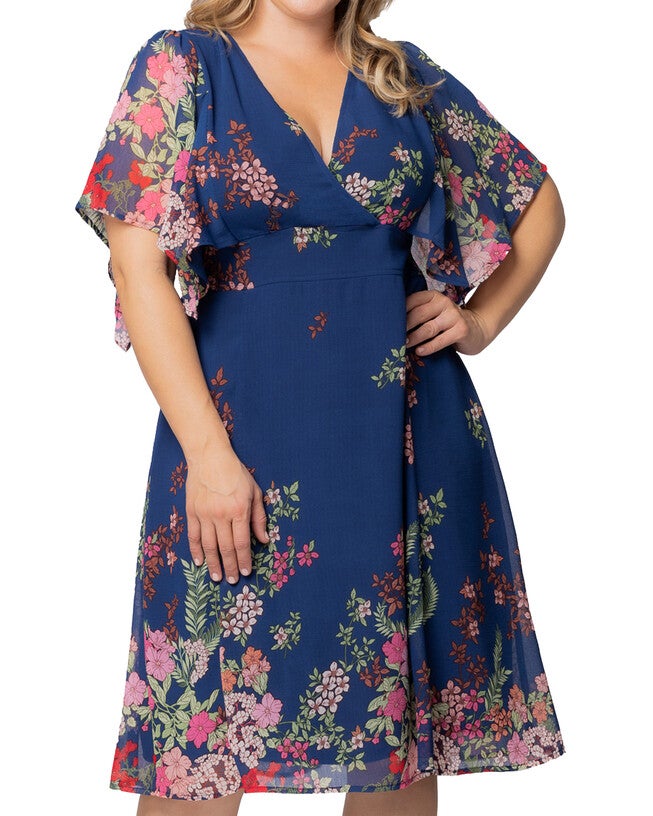 Breezy Border Print Cocktail Dress, TWILIGHT GARDEN BORDER / Royal Blue, alternate image number null