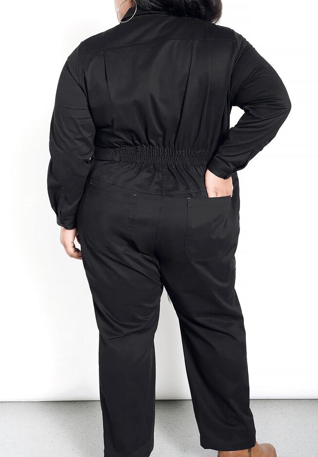 The Essential Long Sleeve High Waisted Coverall, BLACK / Black, alternate image number 2