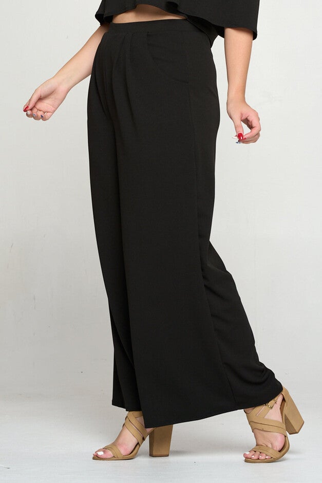RACHEL WIDE LEG POCKET PANTS, Black / Black, alternate image number null