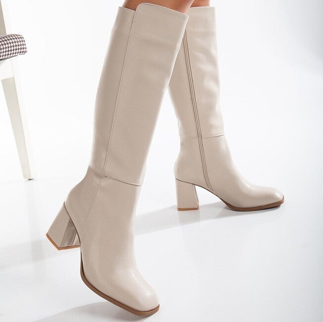 ADELE - BEIGE KNEE HIGH BOOTS, BEIGE / Beige, alternate image number 3