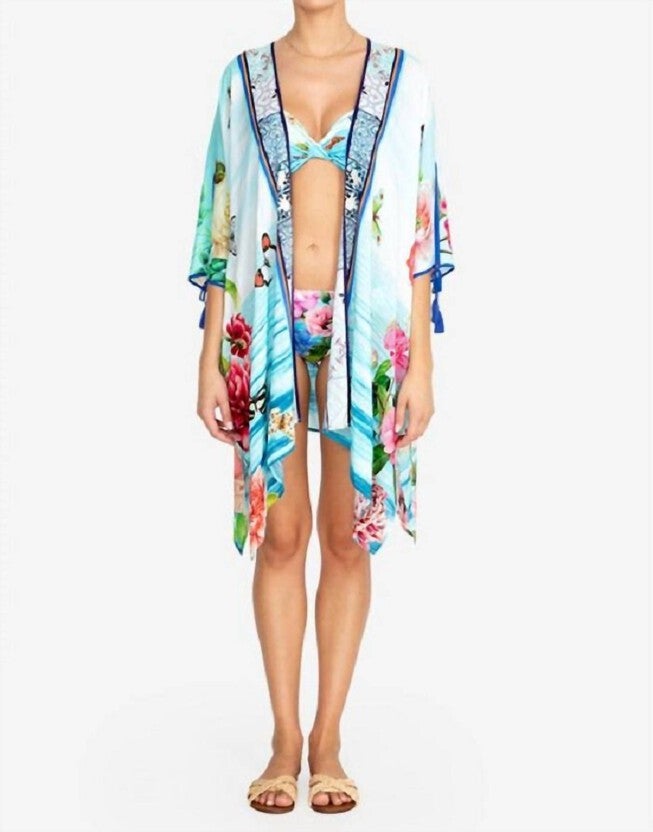 COSTA AZUL SHORT KIMONO COVER UP IN MULTI, Multi / Light Blue, hi-res image number 0