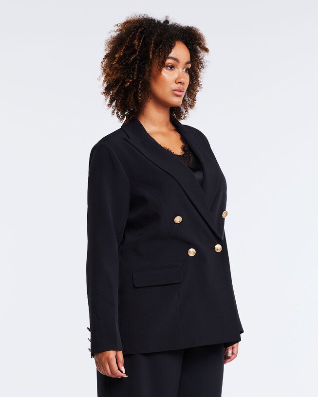 Savannah Double-Breasted Blazer, Black / Black, alternate image number null