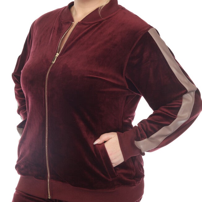 Plus Size 2-Piece Velour with Faux Leather Stripe, , alternate image number 8
