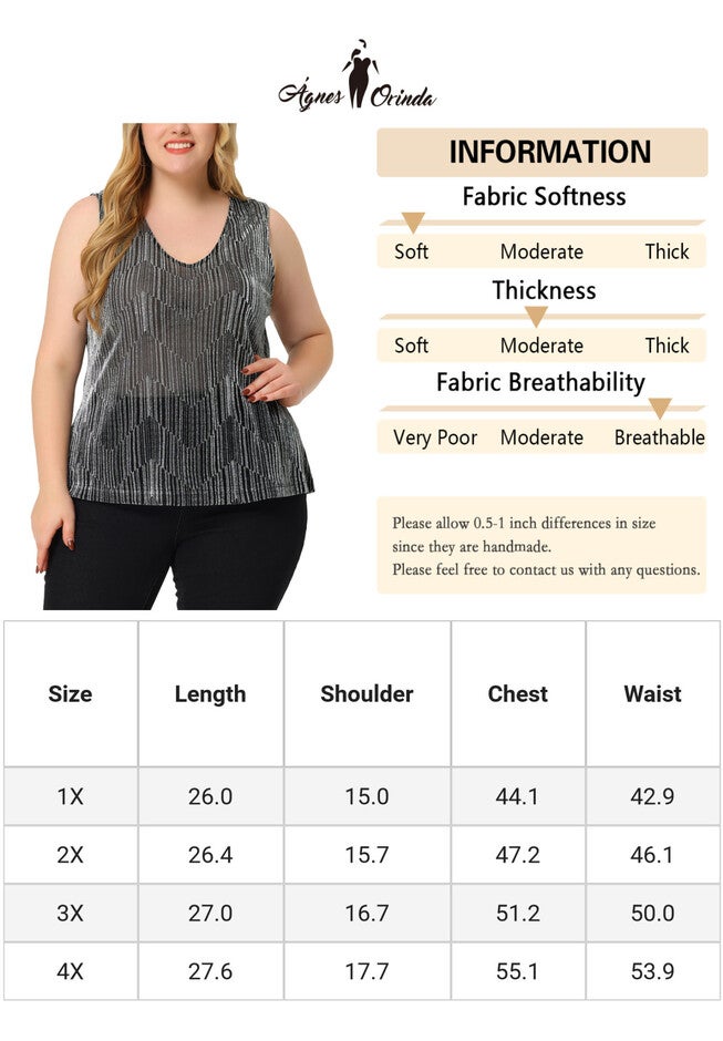 SEQUIN TOP SLEEVELESS GLITTER GRADIENT TANK VEST, Silver / Silver, alternate image number 4