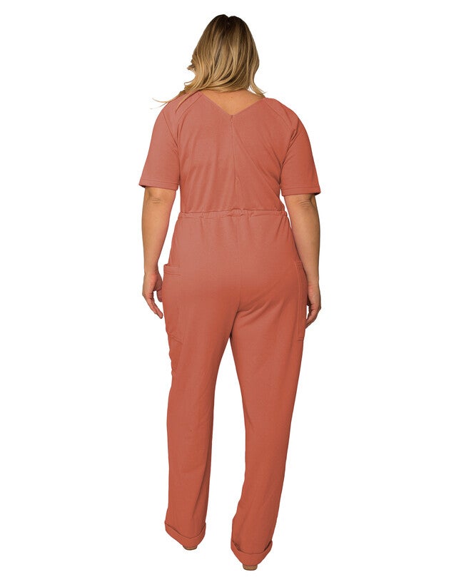 Wendy Plus Size French Terry Short Sleeve Sweat Lounge Jumpsuit, , alternate image number 5
