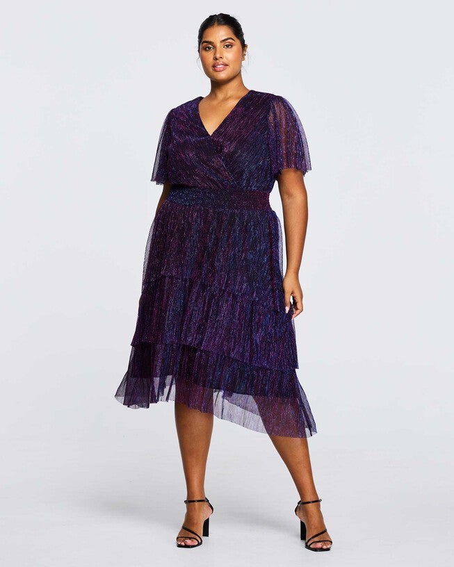 Glitterland Metallic Sparkly Midi Dress, , alternate image number null