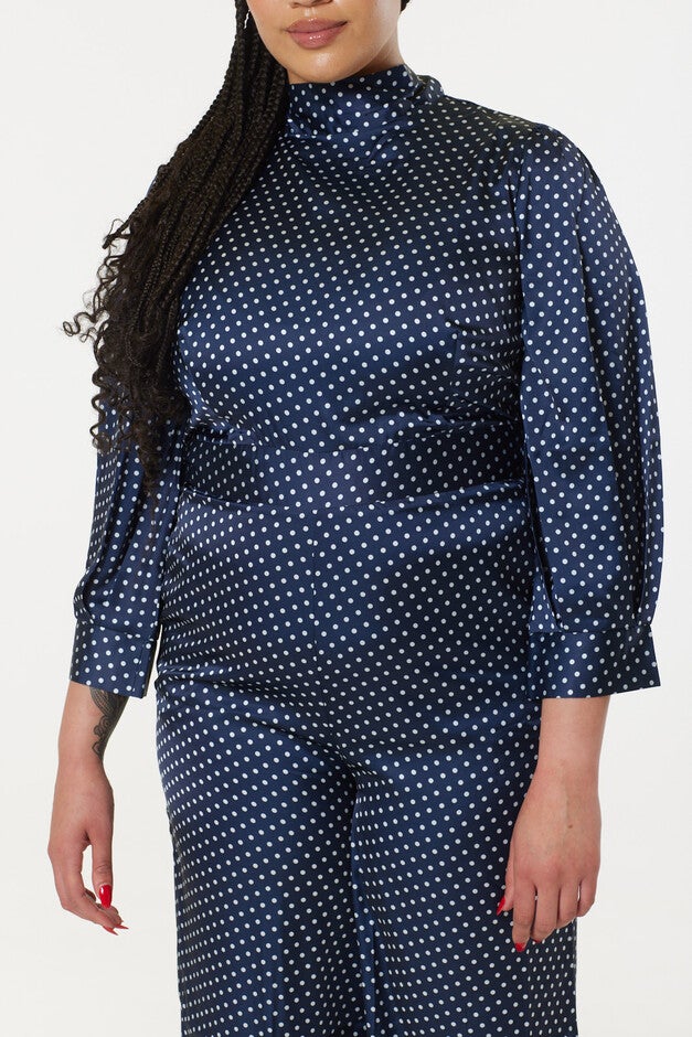 Polka Dot Navy Jumpsuit, Navy / Navy, alternate image number null