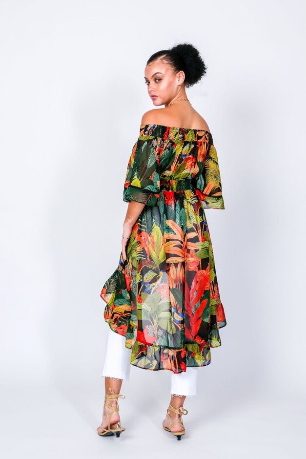 Heatwave Off The Shoulder Duster, Tropics Heatwave / Black, alternate image number null