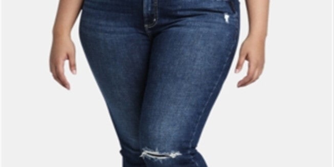 Silver Jeans Co. Women's Trendy Ripped Bootcut Jeans Blue 16X26, , alternate image number 2