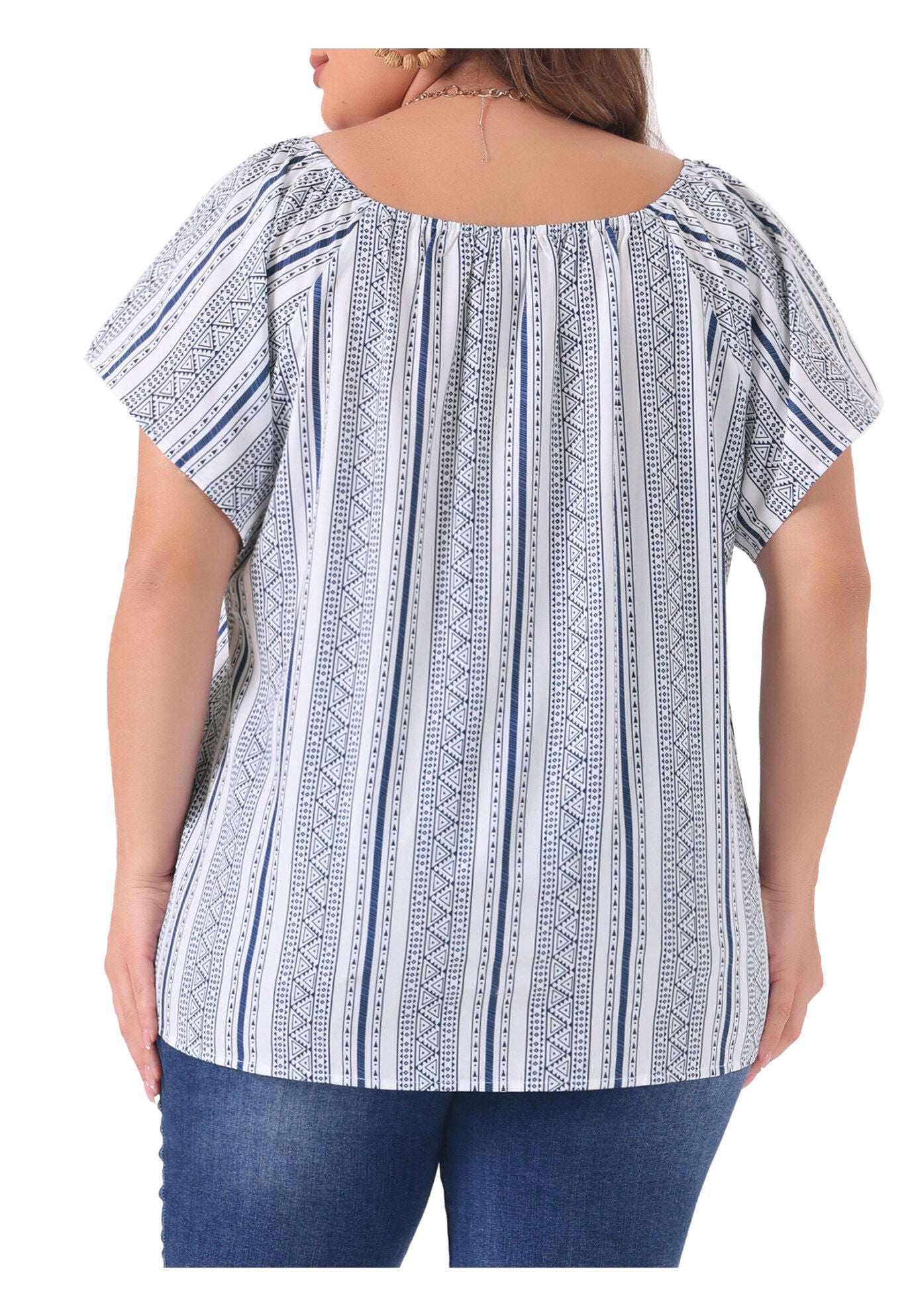 BOHO OFF SHOULDER SHORT SLEEVE CASUAL T-SHIRT TOP, White / White, alternate image number 3