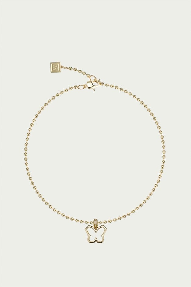 Y2K BUTTERFLY CHARM NECKLACE IN GOLD/CLEAR, GoldClear / Gold, hi-res image number null