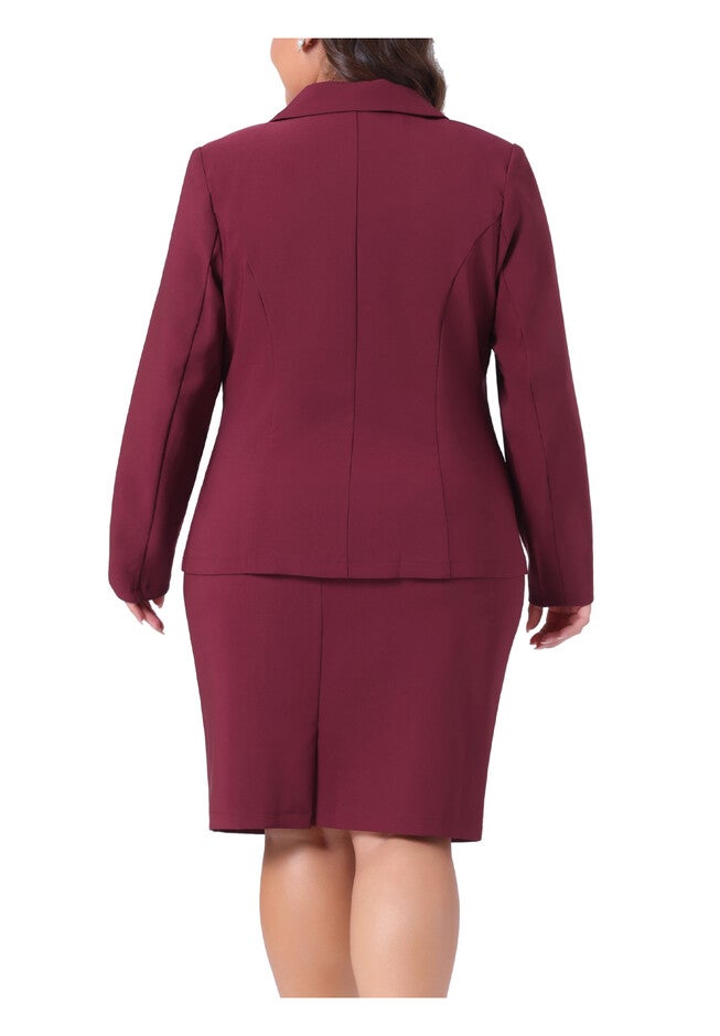 BLAZER AND SKIRT SUIT SET 2 PIECE OUTFIT, Burgundy / Red, alternate image number 3