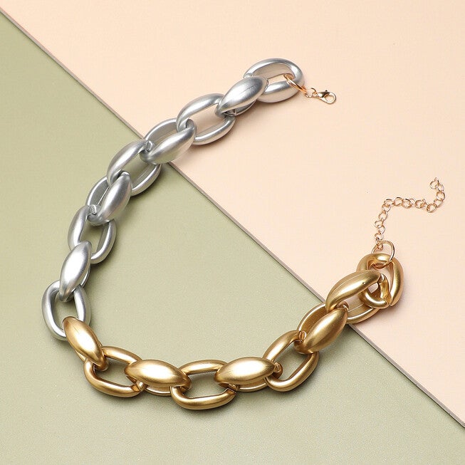 SOHI Women's Link Chain Necklace, Silver / Silver, alternate image number null